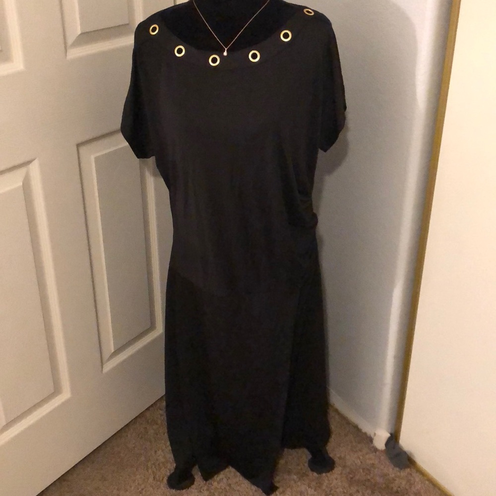 Black dress with gold accents